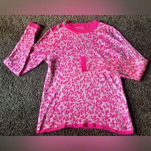 Lilly Pulitzer Pink Morgen Leopard Print Sweater